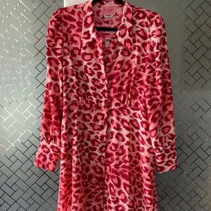 Kate Spade NY - Pink Leopard Print Shirt Dress